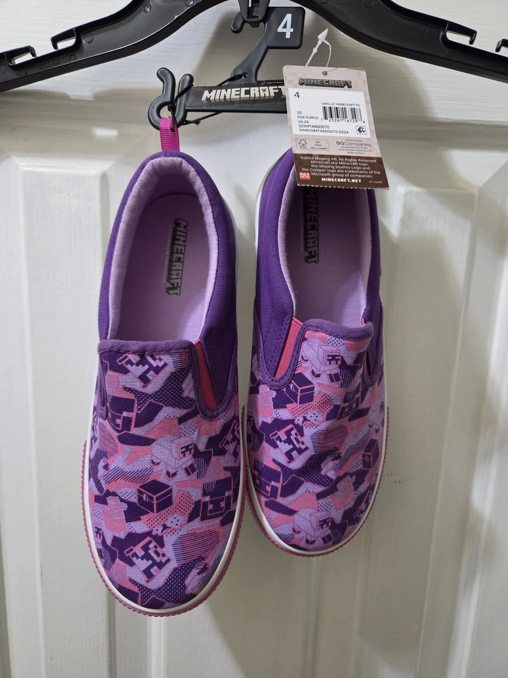 NEW with Tags Minecraft Kids' Slip-On Sneakers - Purple/Pink